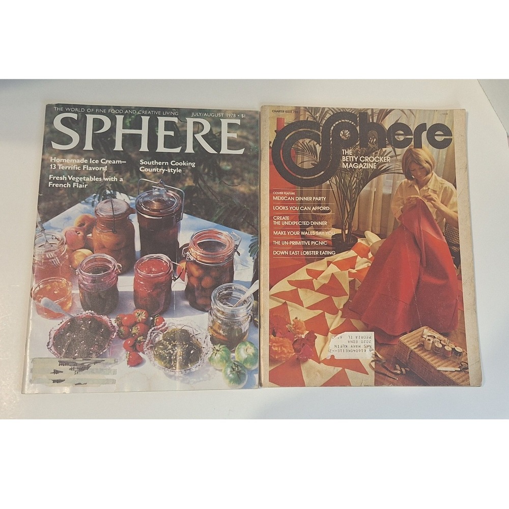 Vintage Sphere Magazine‎ Lot 1972 Charter Issue 1 & 1978 Betty Crocker Cooking